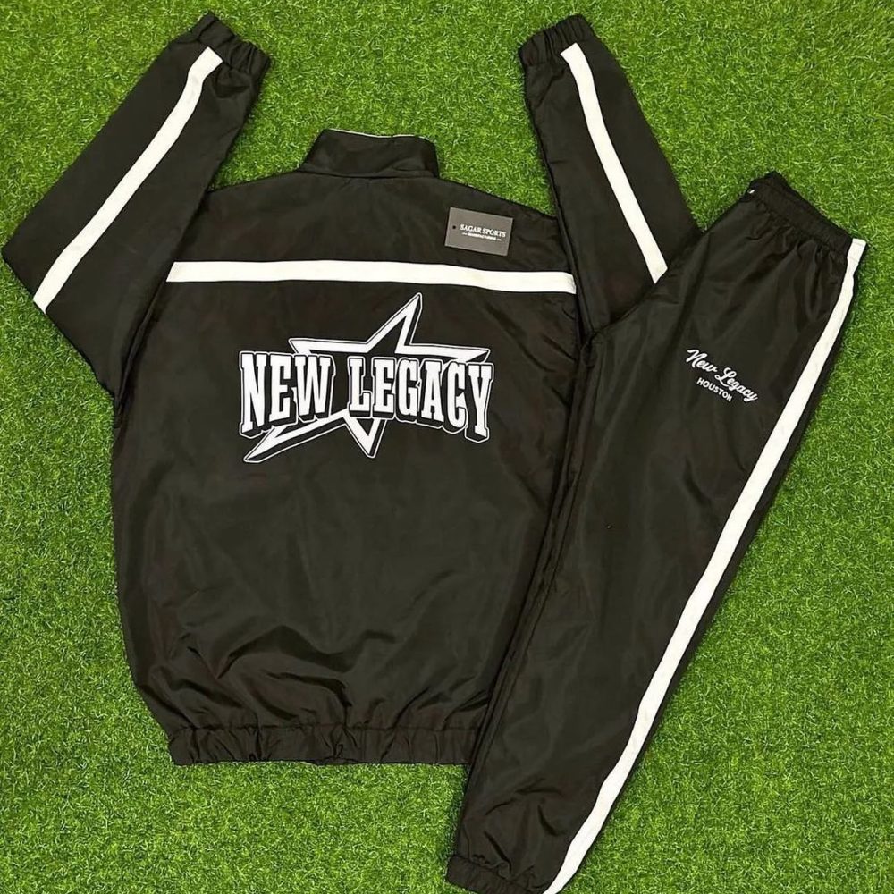 Customized Black Tracksuit With White Strips